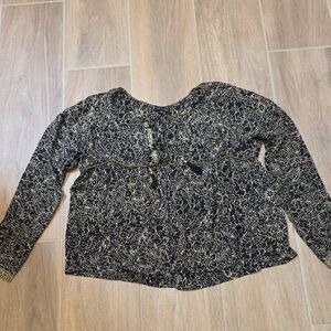 Jarma Highway Floral Long Sleeve Tie Front Top